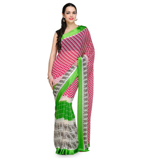 Magenta Faux Chiffon Printed Saree