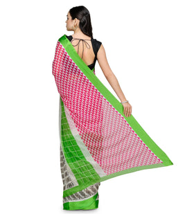 Magenta Faux Chiffon Printed Saree