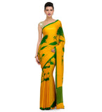 Yellow Faux Chiffon Printed Saree