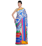 Off White Faux Georgette Printed Saree