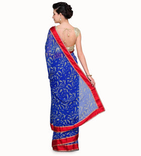 Royal Blue Faux Georgette Saree