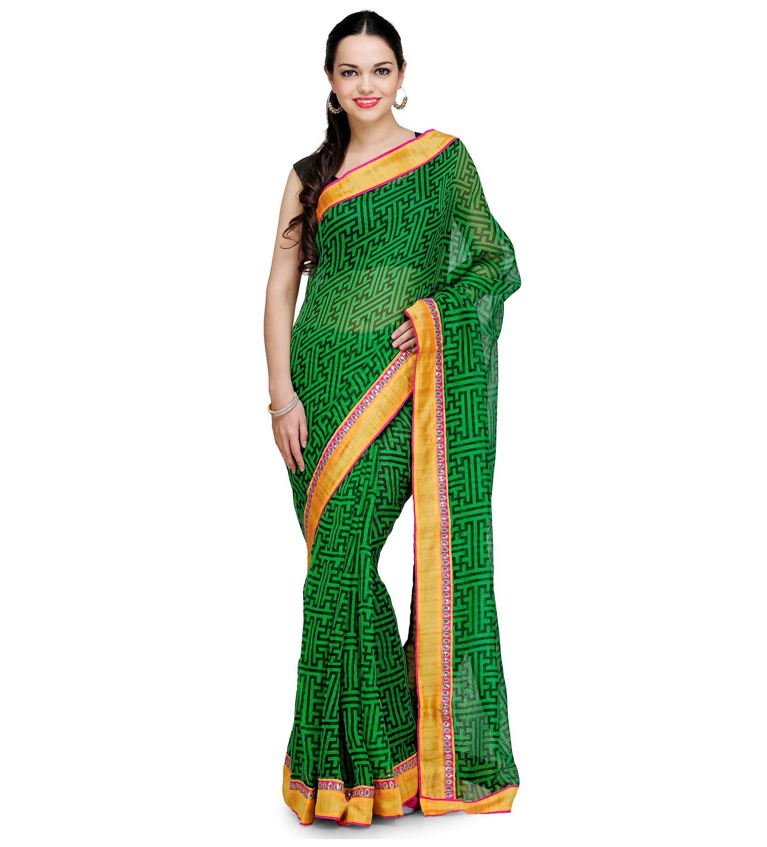 Green Bhagalpuri Cotton Printed Saree