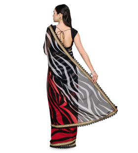 Black & Rust Shaded Faux Georgette Saree