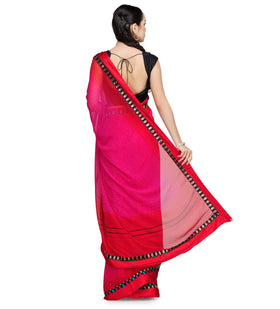 Magenta Faux Georgette Printed Saree