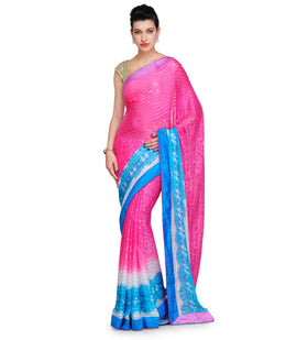 Magenta Shaded Faux Georgette Saree