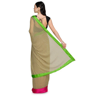 Olive Faux Georgette Printed Saree