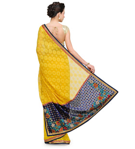 Yellow Faux Georgette Brasso Saree