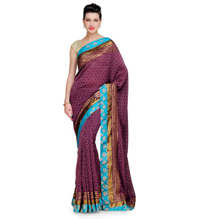 Wine Faux Georgette Jacquard Saree