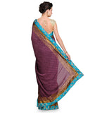 Wine Faux Georgette Jacquard Saree