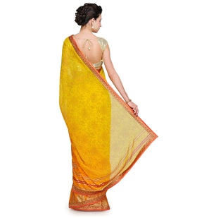 Yellow Shaded Faux Georgette Saree