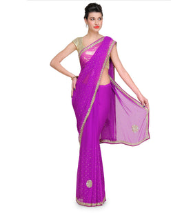 Purple Faux Chiffon Saree