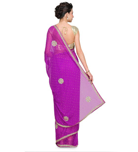 Purple Faux Chiffon Saree