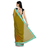 Yellow Faux Georgette & Net Saree