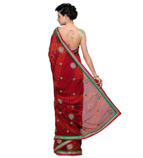 Maroon Faux Georgette Printed Saree