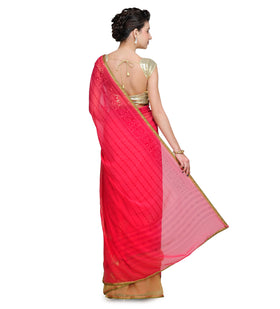 Rose Faux Georgette Foil Printed Saree