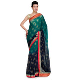 Green & Blue Shaded Faux Georgette Saree