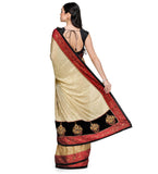 Fawn & Black Semi Crepe Saree