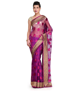 Mauve Tissue Brasso Saree with Brocade Border