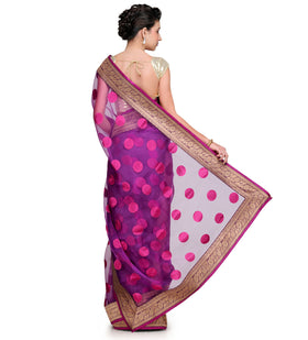 Mauve Tissue Brasso Saree with Brocade Border