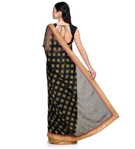 Black Faux Chiffon Saree