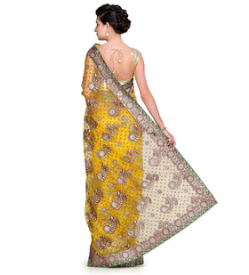 Yellow Tissue Saree with Swarovski Work