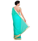 Sea Green Faux Chiffon Saree