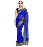 Royal Blue Faux Chiffon Saree