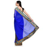 Royal Blue Faux Chiffon Saree