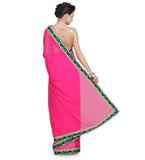 Magenta Faux Chiffon Saree