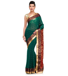 Green Faux Chiffon & Viscose Saree