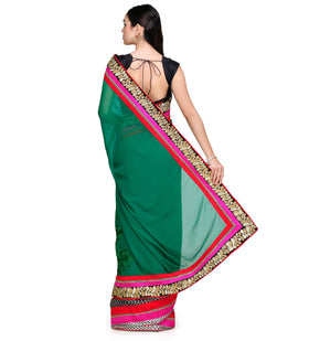 Green Faux Chiffon Saree