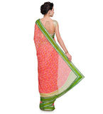 Magenta & Orange Faux Georgette Saree