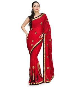 Maroon Moss Crepe Saree