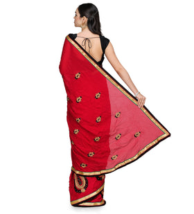 Maroon Moss Crepe Saree