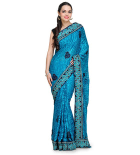 Blue Brasso Saree with Resham Zari Work