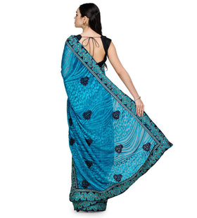 Blue Brasso Saree with Resham Zari Work