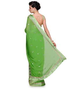 Green Faux Georgette Saree