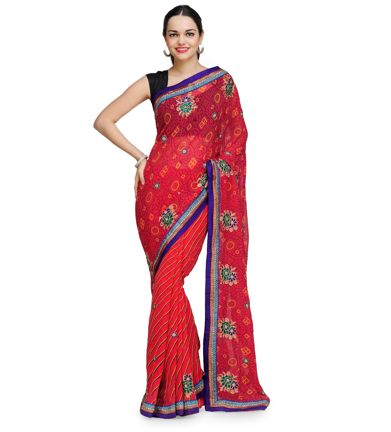 Magenta Faux Georgette Saree