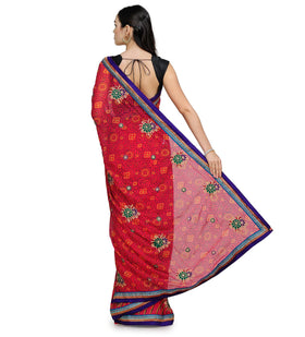 Magenta Faux Georgette Saree