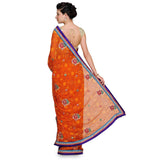 Orange Faux Georgette Saree