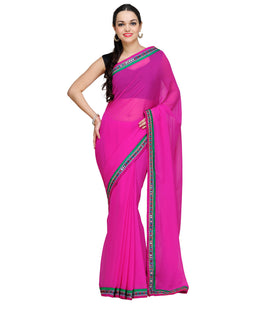 Magenta Faux Chiffon Saree