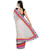 Off White Faux Chiffon Saree