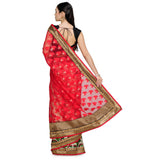 Red & Beige Net Brasso Saree