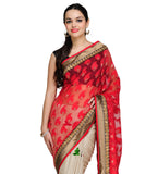 Red & Beige Net Brasso Saree