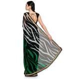 Black & Green Faux Georgette Saree