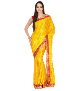 Yellow Semi Crepe Jacquard Saree