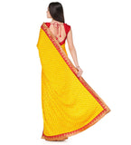 Yellow Semi Crepe Jacquard Saree