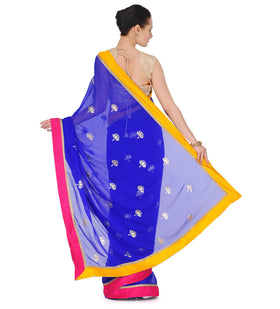 Royal Blue Faux Chiffon Saree