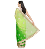 Green Shaded Faux Chiffon Saree