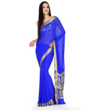 Royal Blue Faux Chiffon Saree